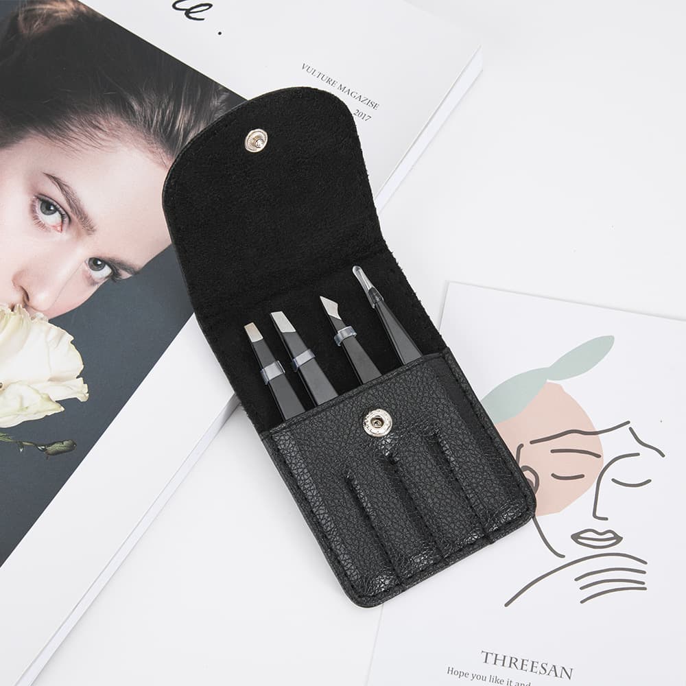 Juego de pinzas de acero inoxidable para cejas 3 piezas