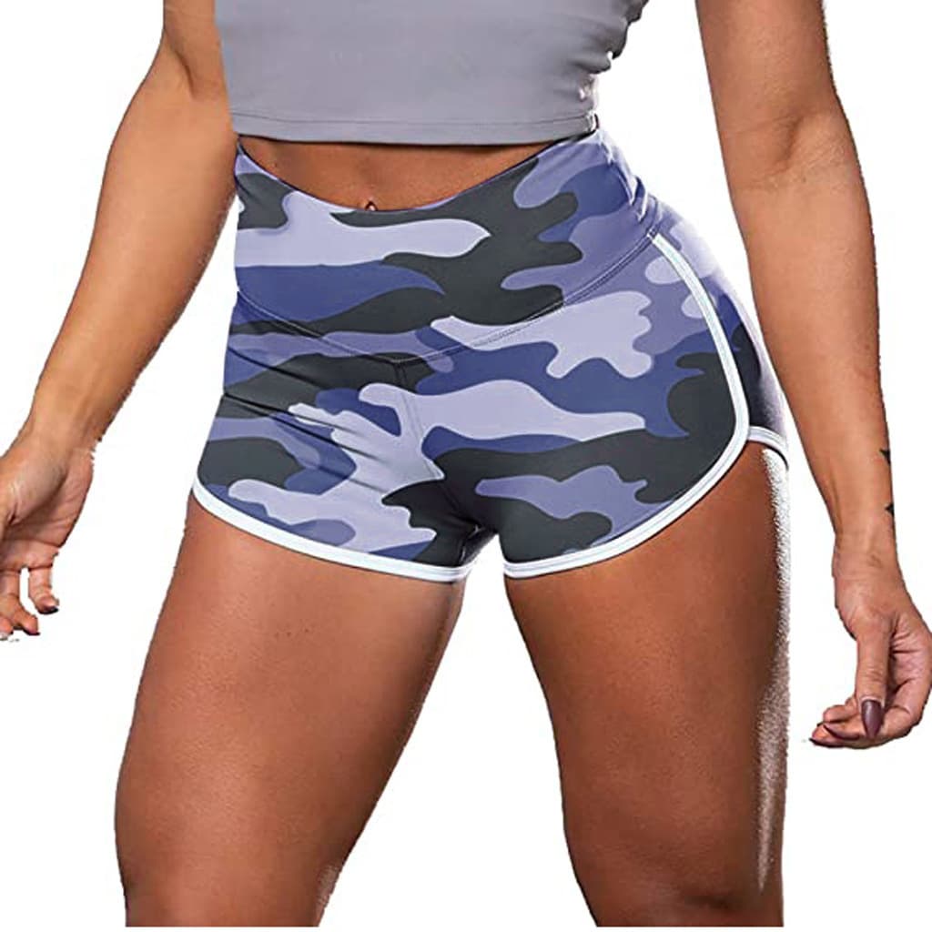 Pantalones cortos fitness camuflaje tie-dye levantacaderas para mujer
