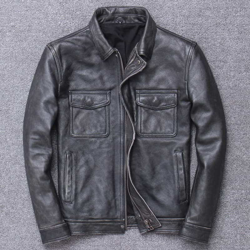 Abrigo de cuero envejecido estilo vintage