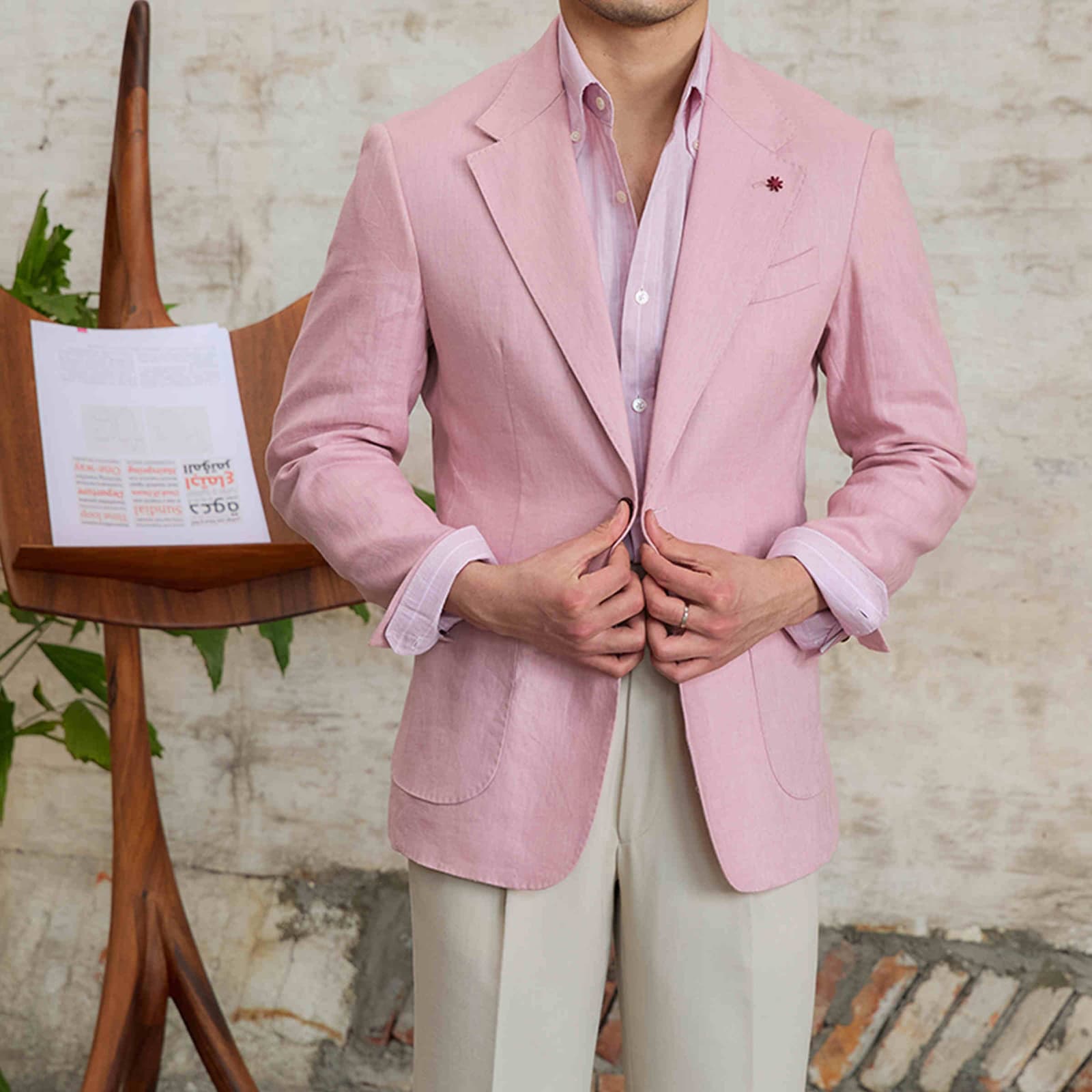 Chaqueta de traje casual de lino puro semientallada