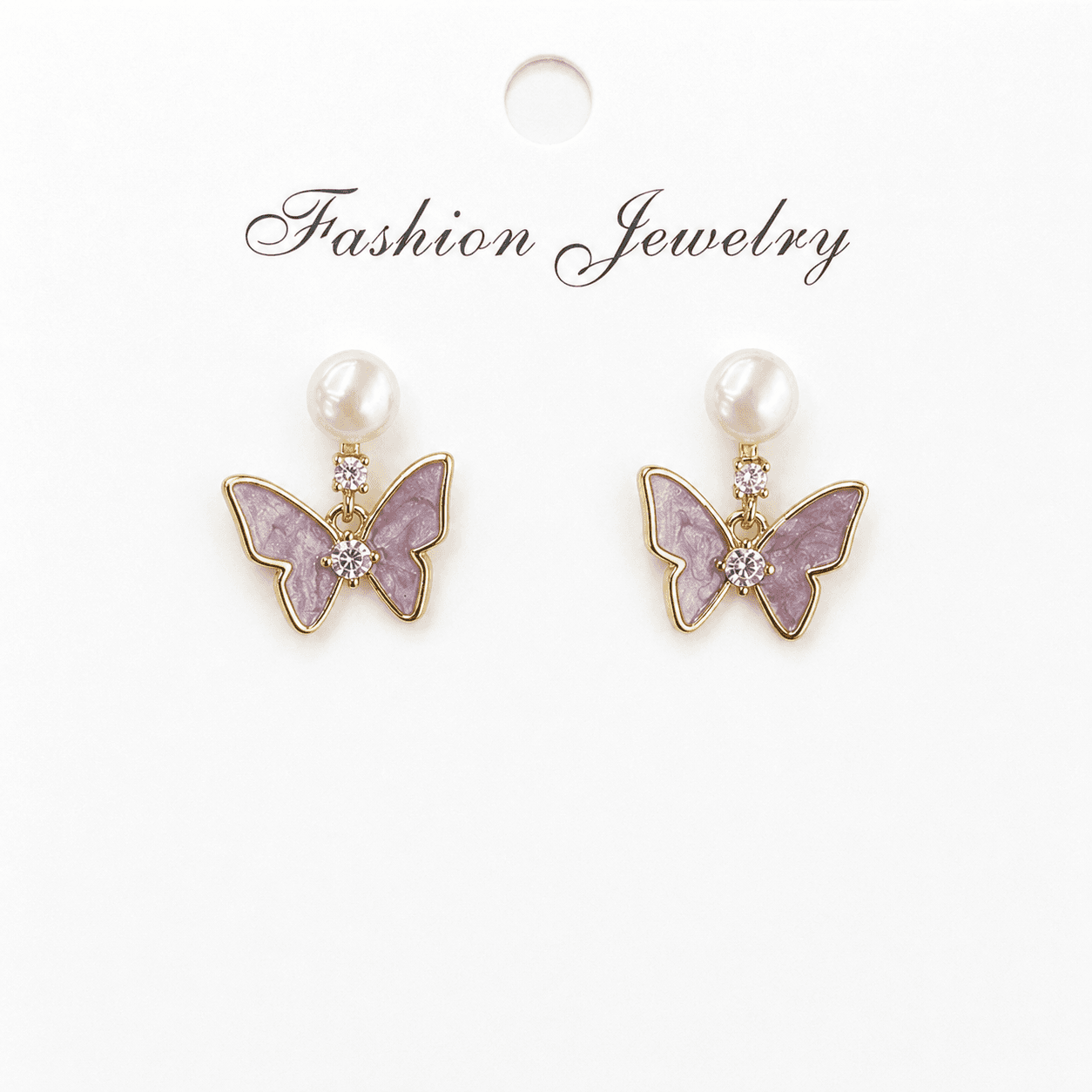 Aretes de perla con colgante de mariposa
