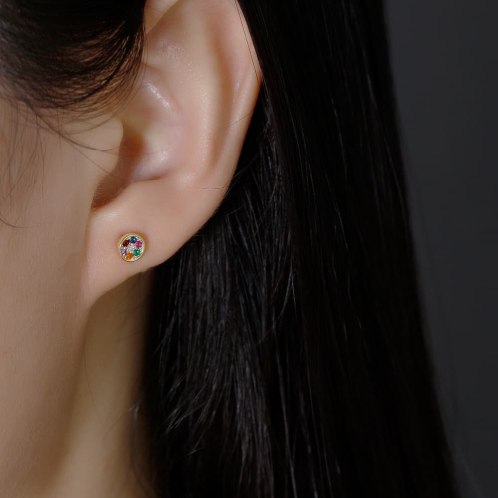 Aretes de plata con circones multicolor