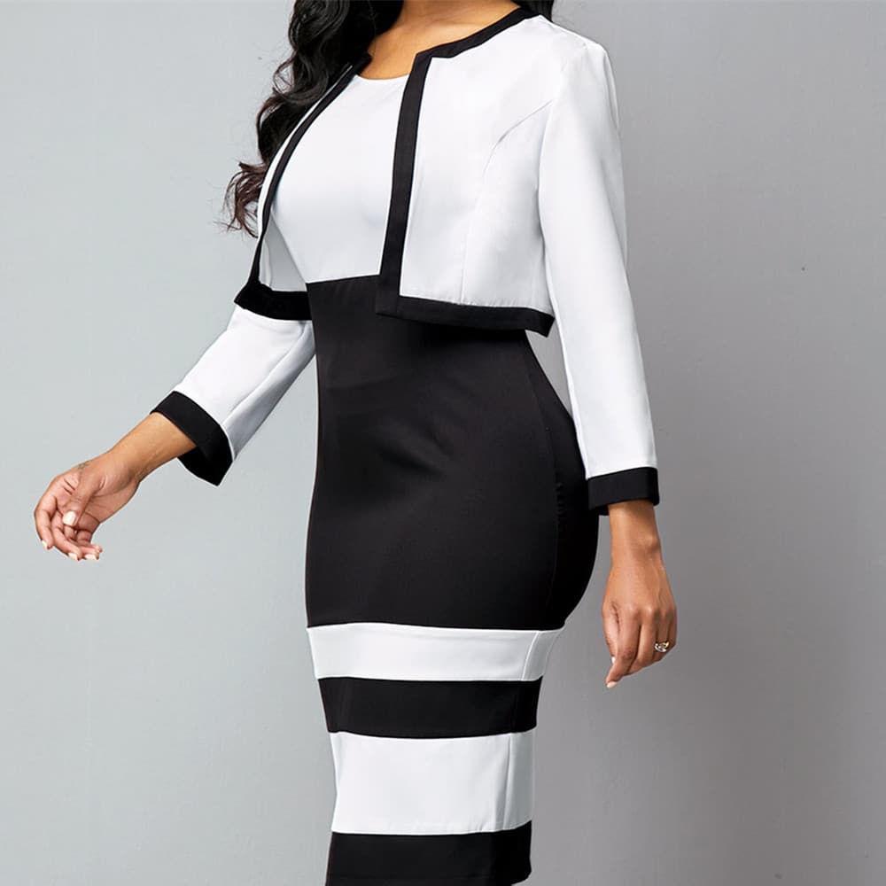 Conjunto de vestido y chaqueta de negocio