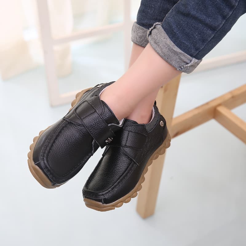Zapatos de cuero genuino con suela blanda para niño