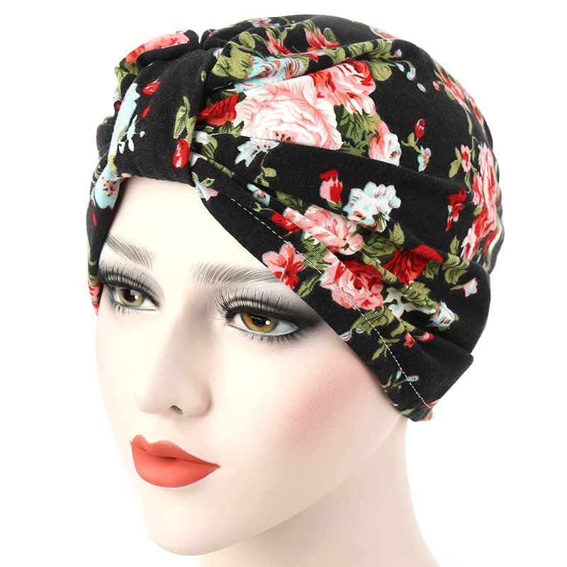Gorro de algodón con diseño floral ajustable