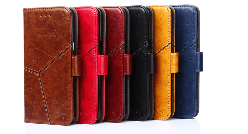 Funda clamshell para Samsung S10 con costura geométrica