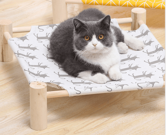 Camita para gatos desmontable de madera y lona