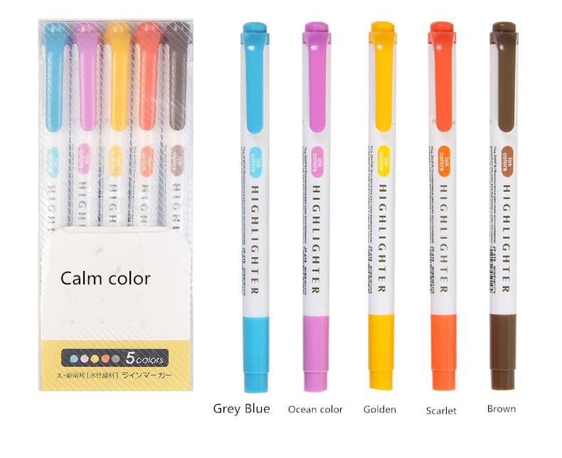 Marcadores fluorescentes de doble punta, 25 colores