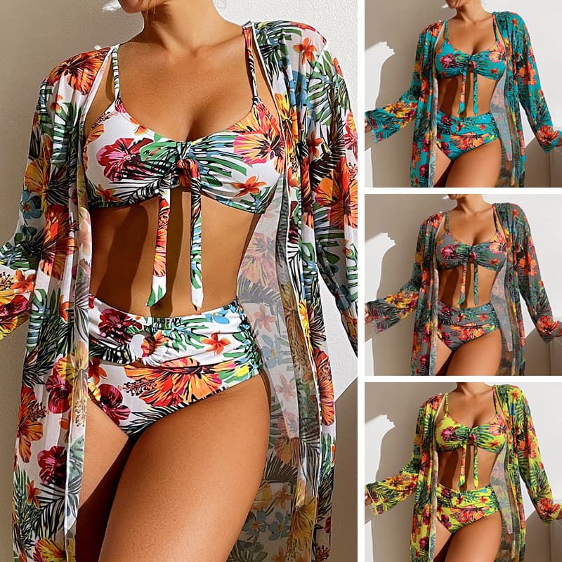 Traje de baño talla grande con blusa larga para mujer