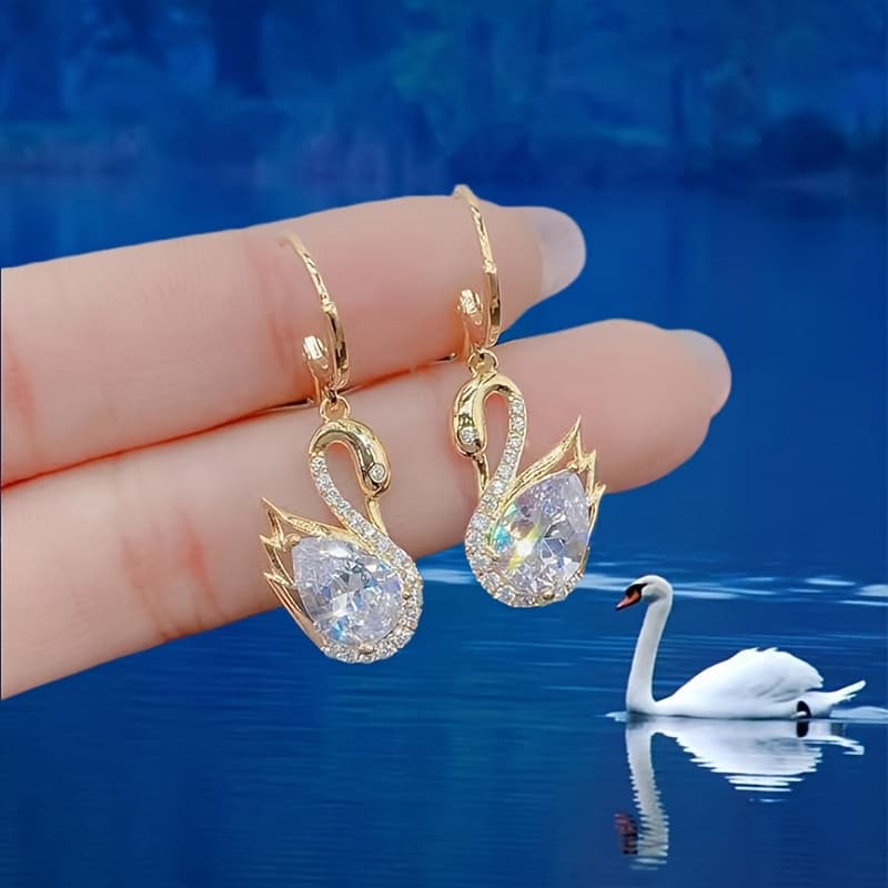 Aretes cisne con pedrería