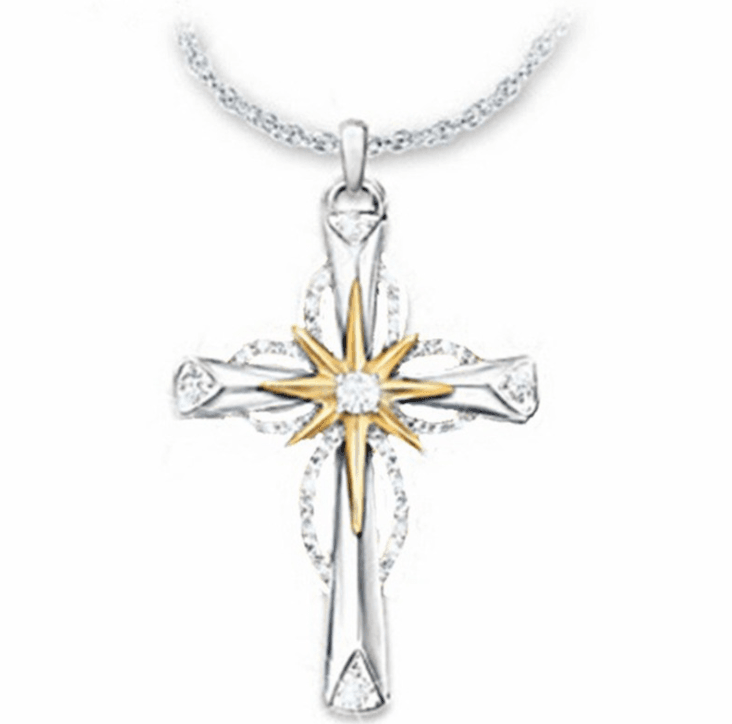 Colgante de cruz con diseño de estrella octagonal