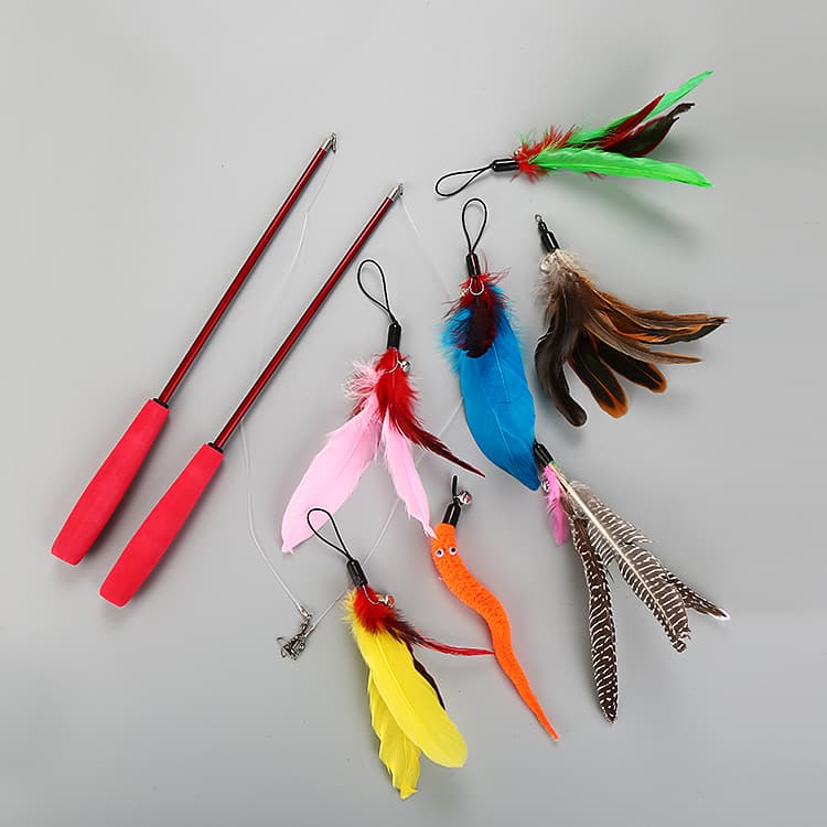 Set de juguetes para gato con palo interactivo