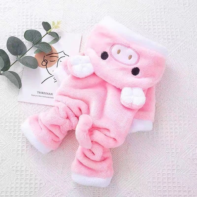 Disfraz de cerdo acolchado con forro polar para mascotas