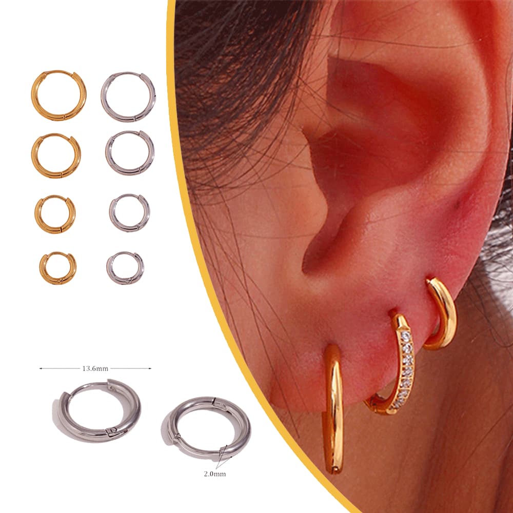 Aretes tipo argolla acero inoxidable chapado 18k