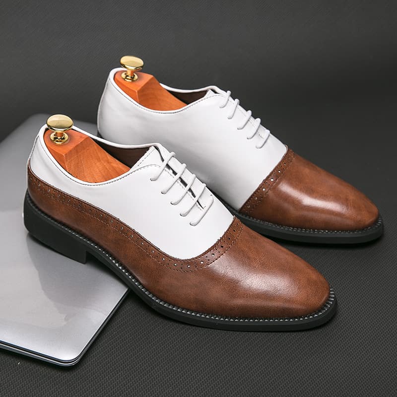 Zapatos de cuero bicolor estilo ejecutivo
