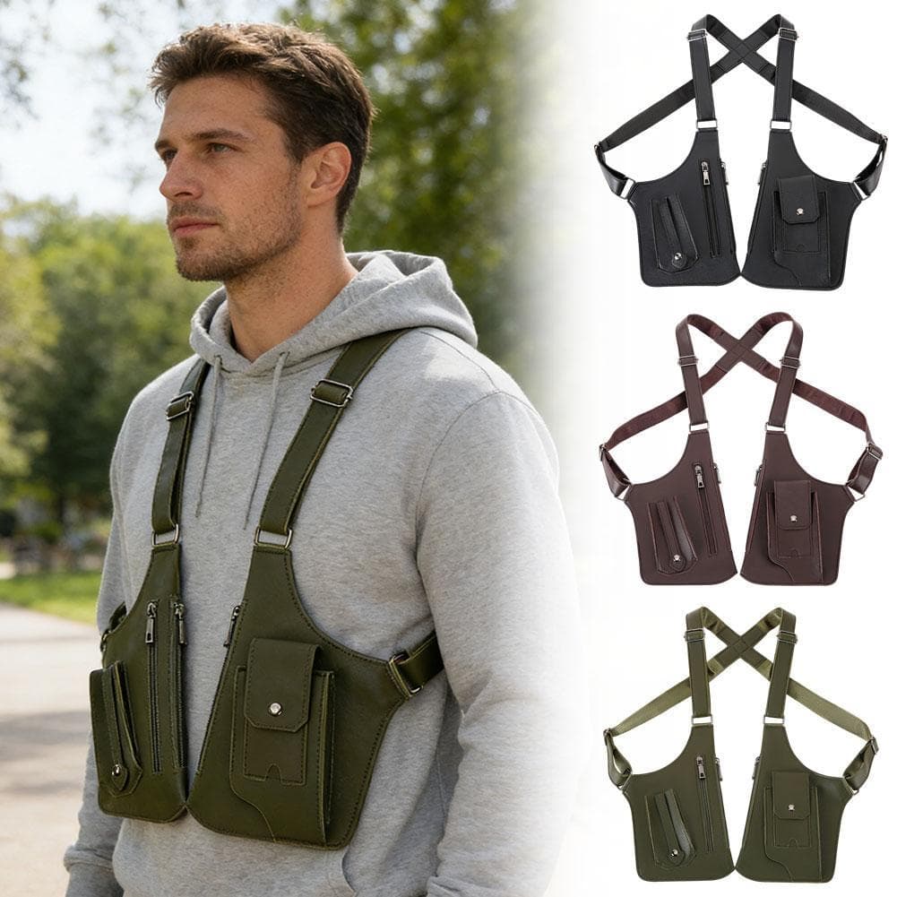 Mochila para pecho retro con correas ajustables para hombre