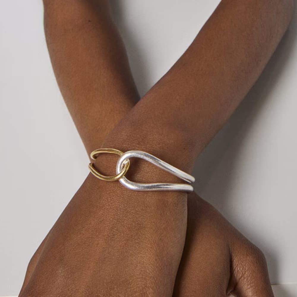 Brazalete dos tonos dorado acero inoxidable