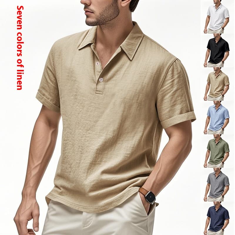 Polo de lino para hombre, estilo británico